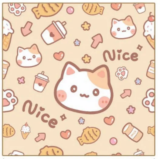Cartoon printed cat cloth cosmetic bag in nylon with animal patterns including blue puppy and cow corn designs