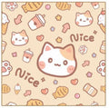 Cartoon printed cat cloth cosmetic bag in nylon with animal patterns including blue puppy and cow corn designs