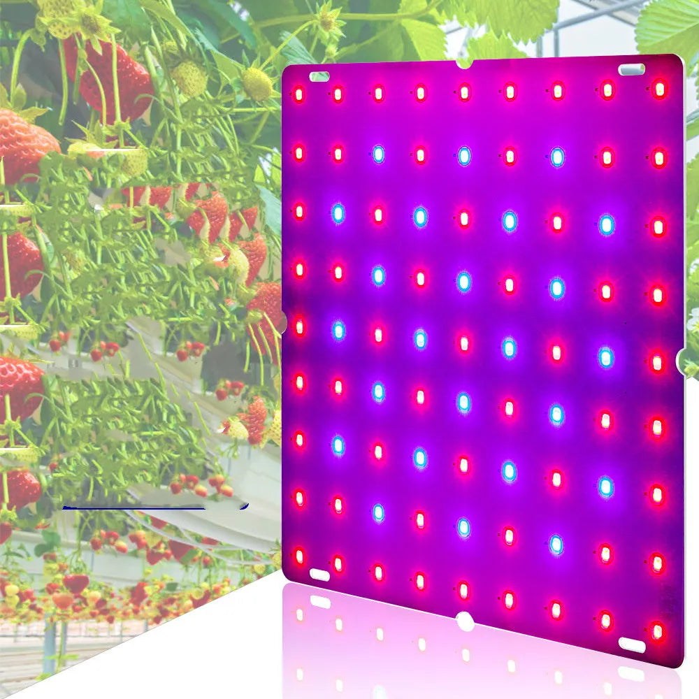 Silver aluminium plant growing light with LED beads and a mounting hook for indoor fruit and vegetable cultivation