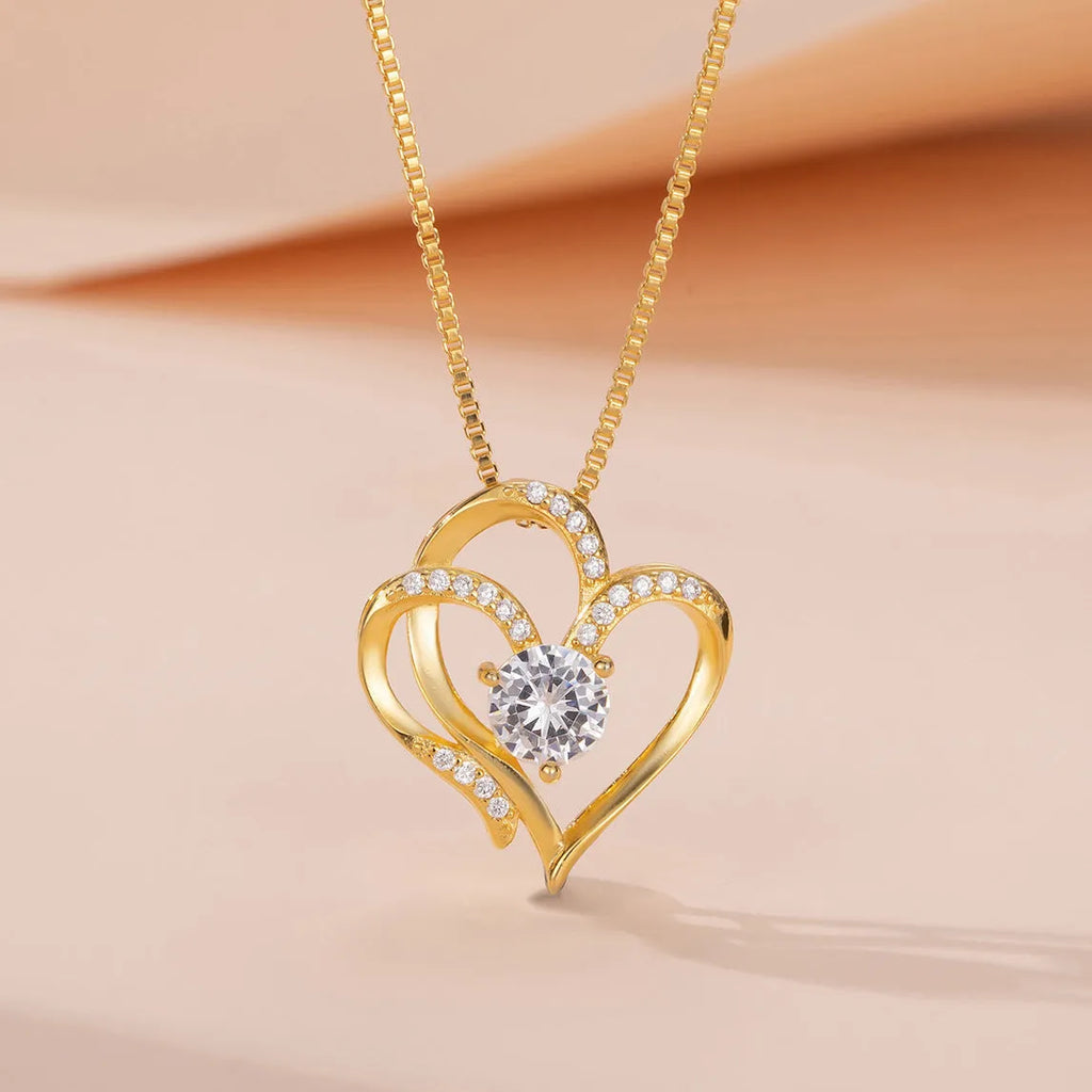 Women's heart-shaped 925 silver necklace in rose gold, white gold or yellow gold plating