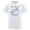 Loose fit white cotton T-shirt with black humorous Hippotenuse Opposite Adjacent mathematics text print.