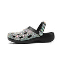 Black platform sandals with rhinestone decoration and hole shoes design for women