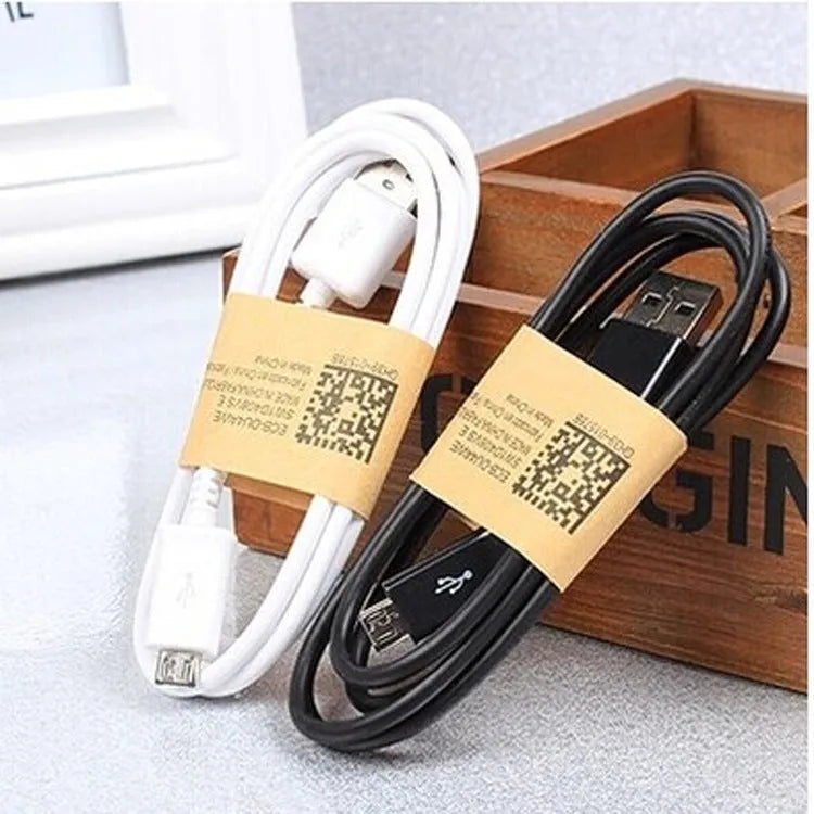 Black Android Micro USB data cable with 1 metre length for phone charging and tablet data transfer