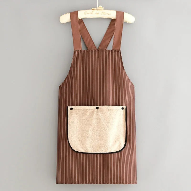 Waterproof polyester kitchen apron with hand towel replacement in multiple colour options