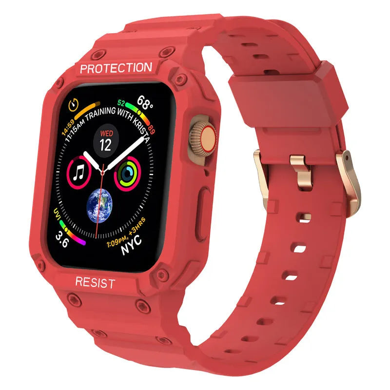 Apple Watch Series 8 TPU sport strap in multiple colours showing 38mm and 42mm size options
