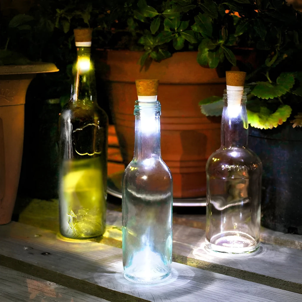 Plastic rechargeable LED bottle cap light with 15 beads for holiday decoration