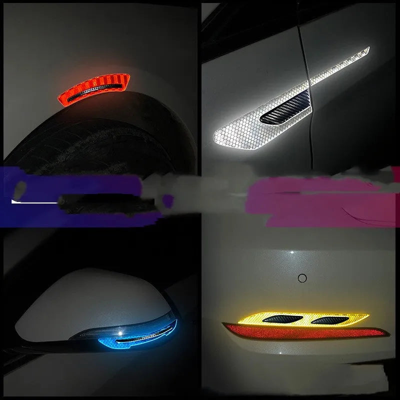 Blue reflective bumper warning tape strips for car edge protection