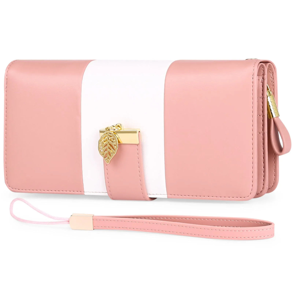RFID protected anti-theft clutch handbag in PU leather with lock, shown in midnight black colour