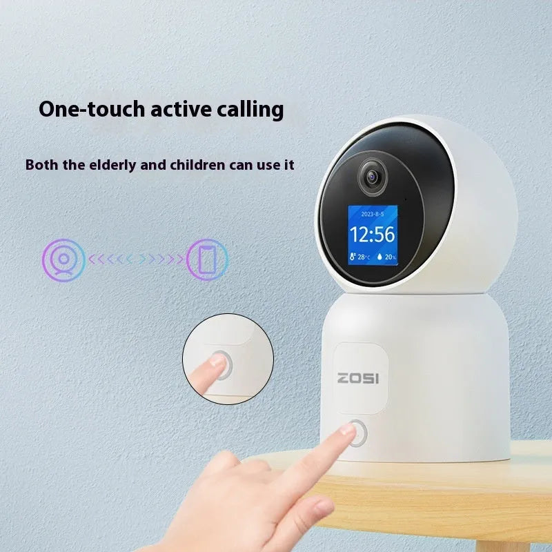 Zhou Shi wireless indoor security camera with large screen display mounted on wall