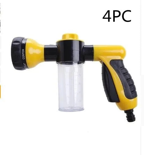 Green high-pressure foam spray gun for car washing with adjustable nozzle and multiple spray patterns