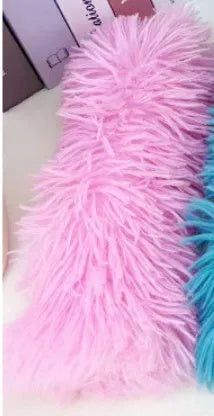 Cat plush toy pillow in blue green pink or white colours measuring 27cm by 10cm