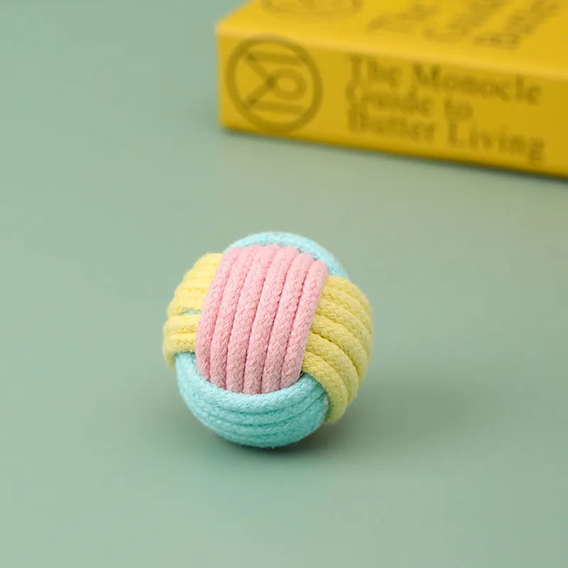 Handmade blue powder cat hair ball plush cotton toy measuring 5cm diameter