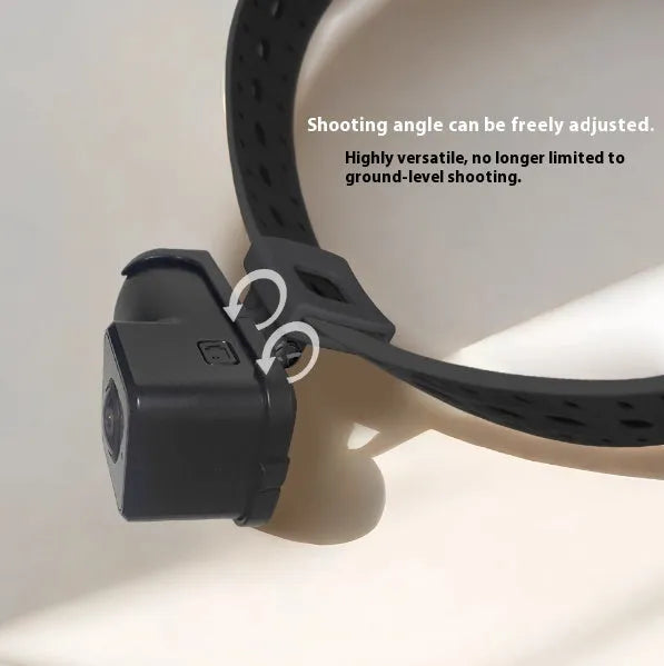 Black Wi-Fi neckband camera wireless recorder unit on a neck strap with TYPE-C cable.
