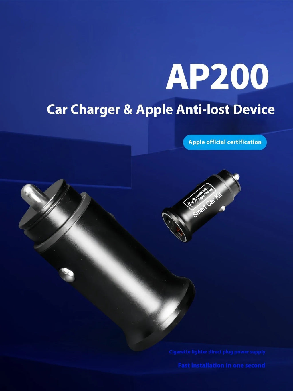 Black car charger GPS locator tracking device for vehicle security on a grey background.