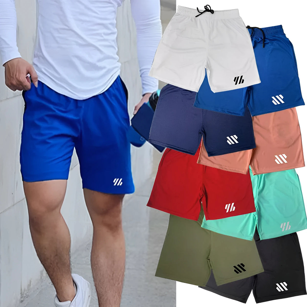 Men's loose fit metal silk sports shorts in multiple colours for summer running and basketball