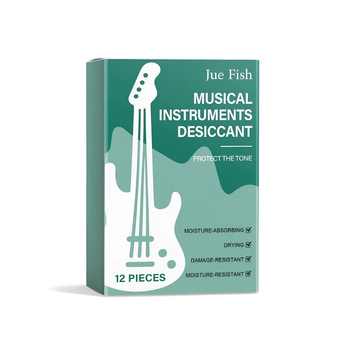 A single pack of desiccant for musical instrument cases containing calcium chloride and wood pulp.