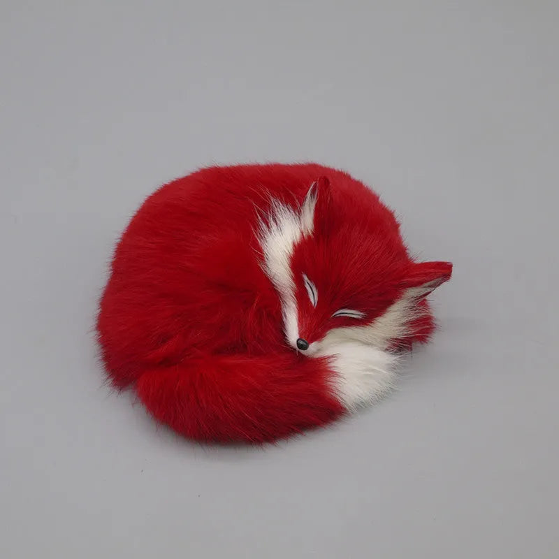 Artificial white fox fur handmade car decoration on a dashboard