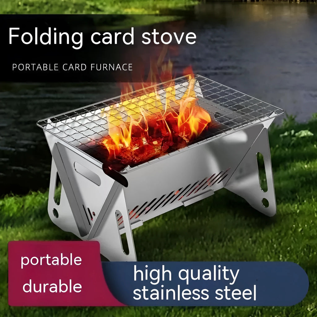 Large folding stainless steel outdoor barbecue oven with storage bag