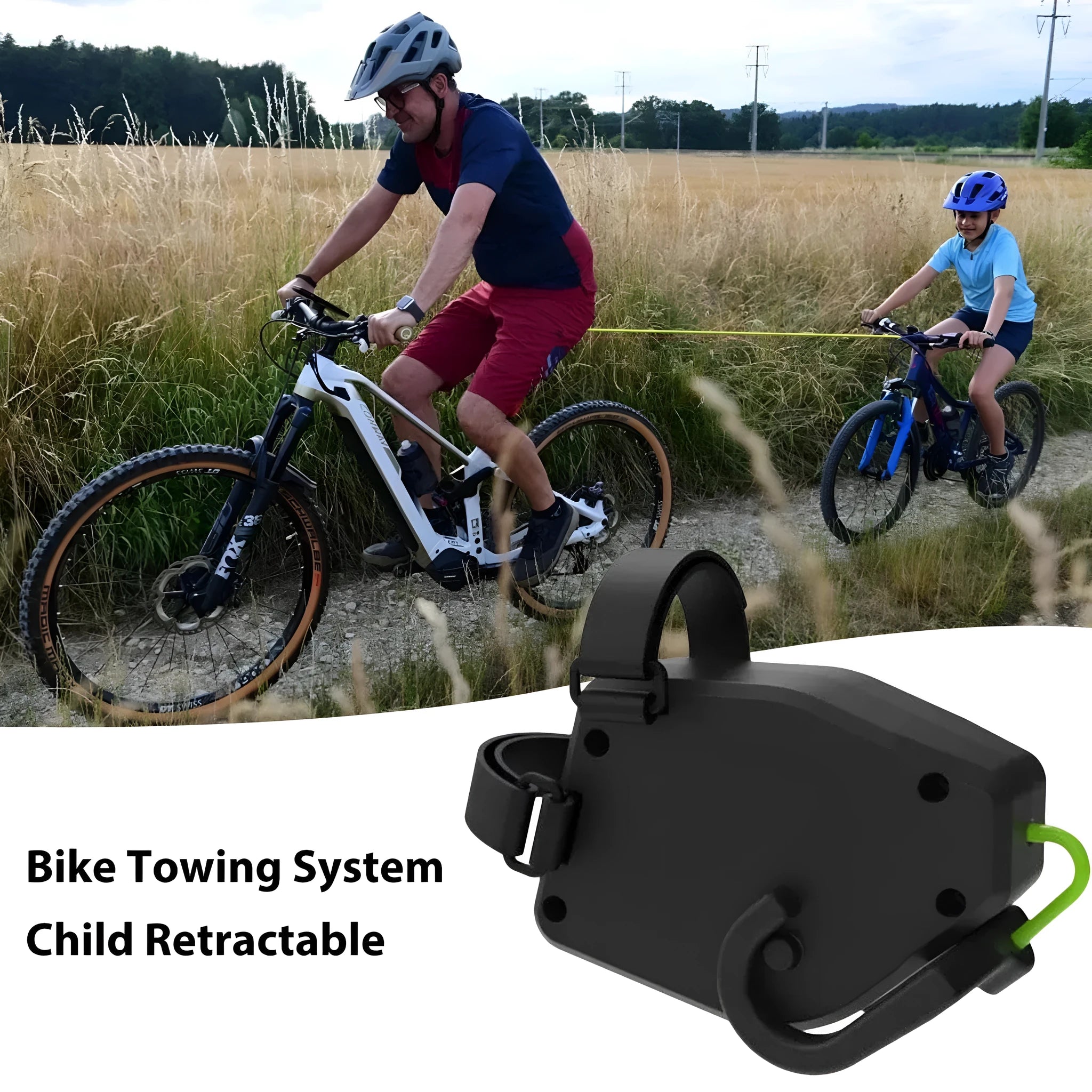 Black plastic bicycle trailer traction rope for connecting parent and child bikes