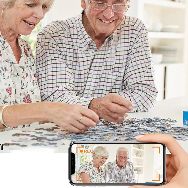 Black smart security camera with WiFi connectivity for indoor home monitoring and baby monitoring applications