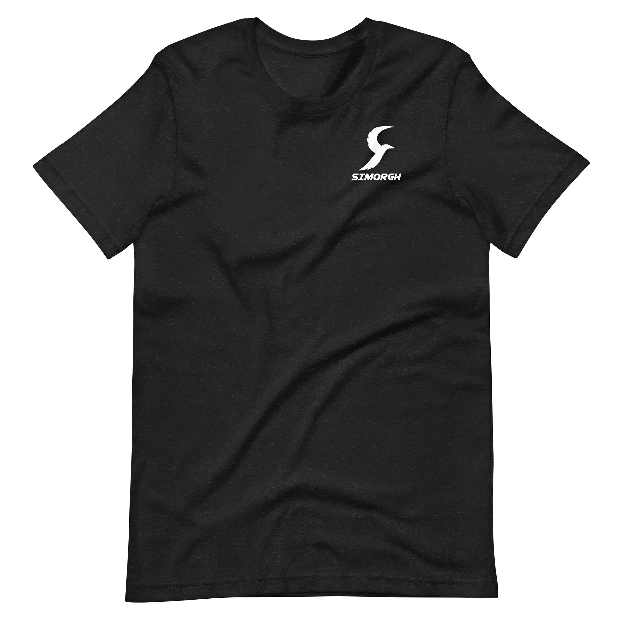 A black, loose-fitting, short-sleeve cotton t-shirt with a round neck on a mannequin.