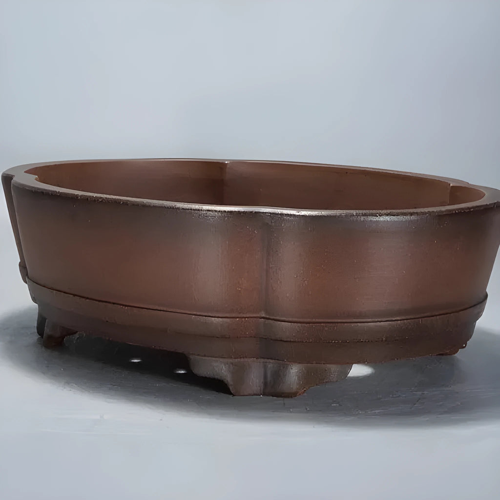 Classical purple clay bonsai pot measuring 50 cm wide with natural ceramic texture