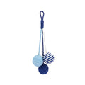 Cat teaser stick toy set with four bite-resistant elements including catnip balls in blue, green, red, yellow colours.