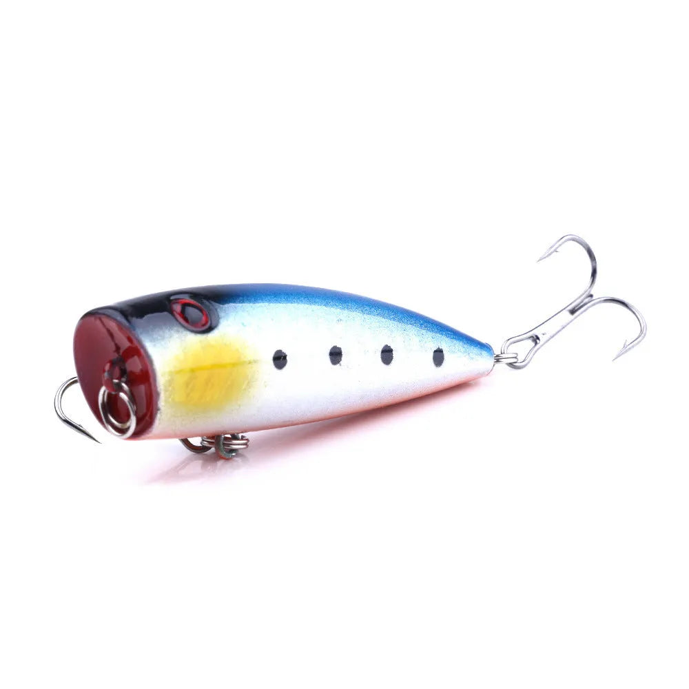 Five 7cm 9g ABS plastic freshwater fishing lures with size 6 hooks