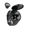 Black detachable smart bracelet and Bluetooth headset combo for fitness tracking and wireless calls.