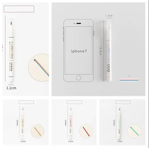 Two-colour ballpoint pen with 0.5mm tip and 13.4cm plastic body in multiple colour options