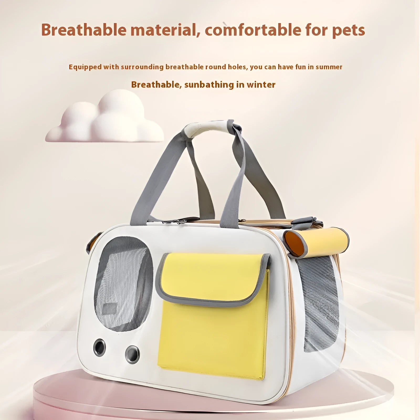 Large foldable single shoulder pet carrier bag in canvas material.