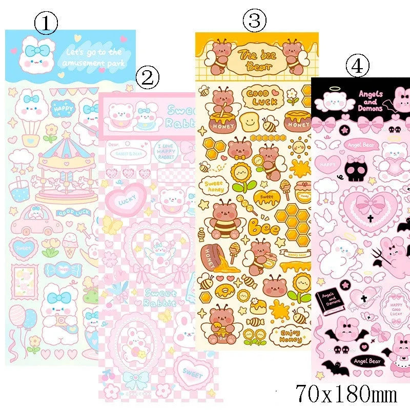 Cartoon-style PVC waterproof stickers for agenda notebook and office stationery decoration