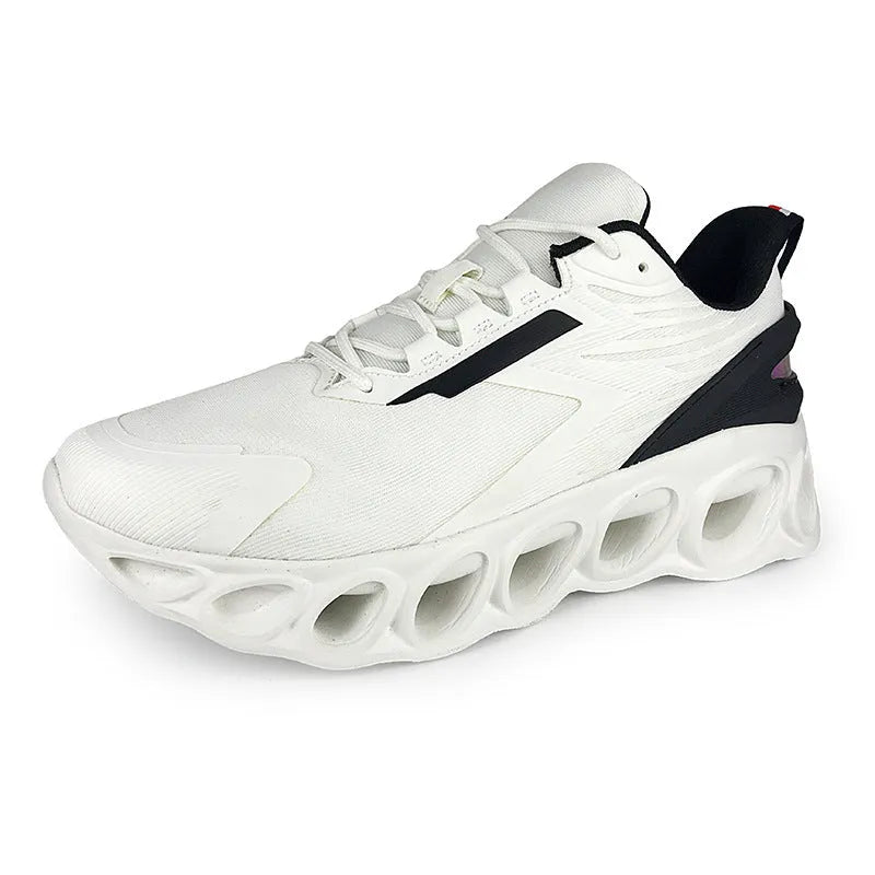 Men's low-top casual sports shoes in black with breathable mesh upper and lace-up closure.