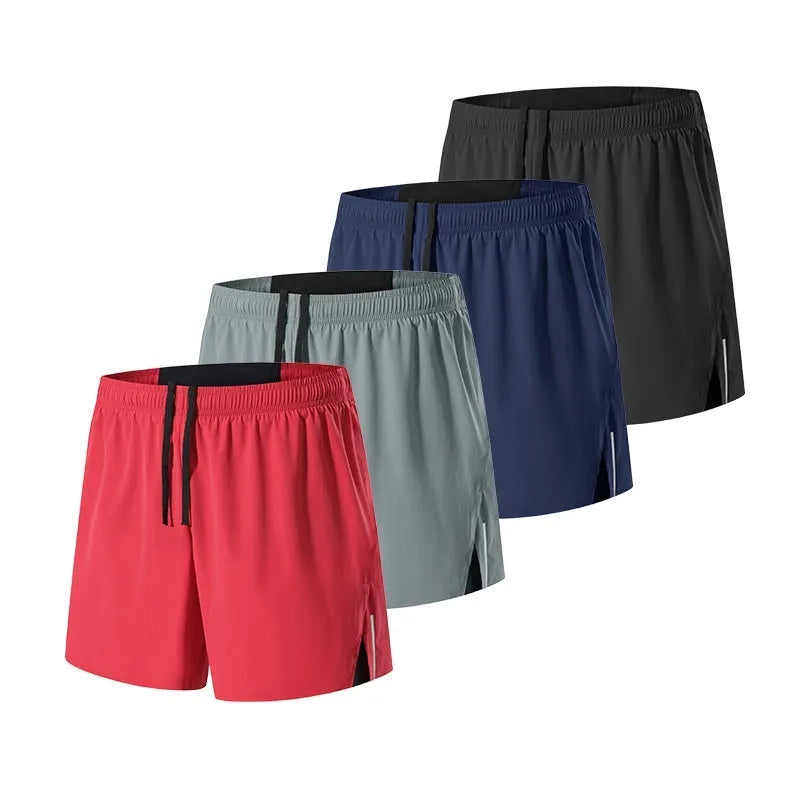 Men's red off-road running shorts with quick-dry fabric for marathon and cross-country running