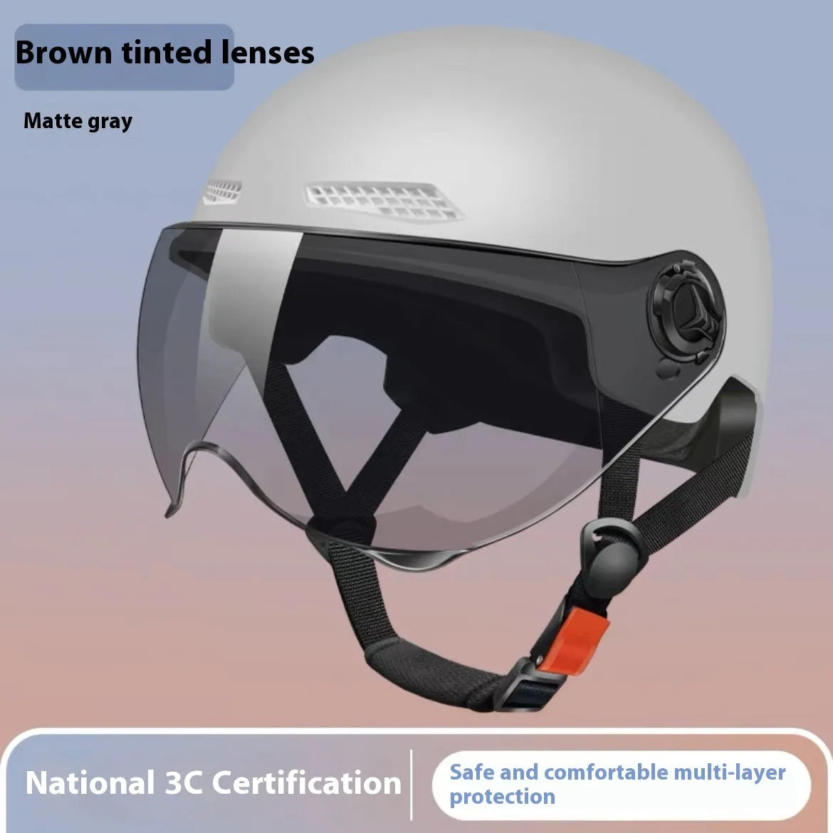 3C certified polypropylene electric motorcycle helmet with sun shield in Ice Crystal Gray colour