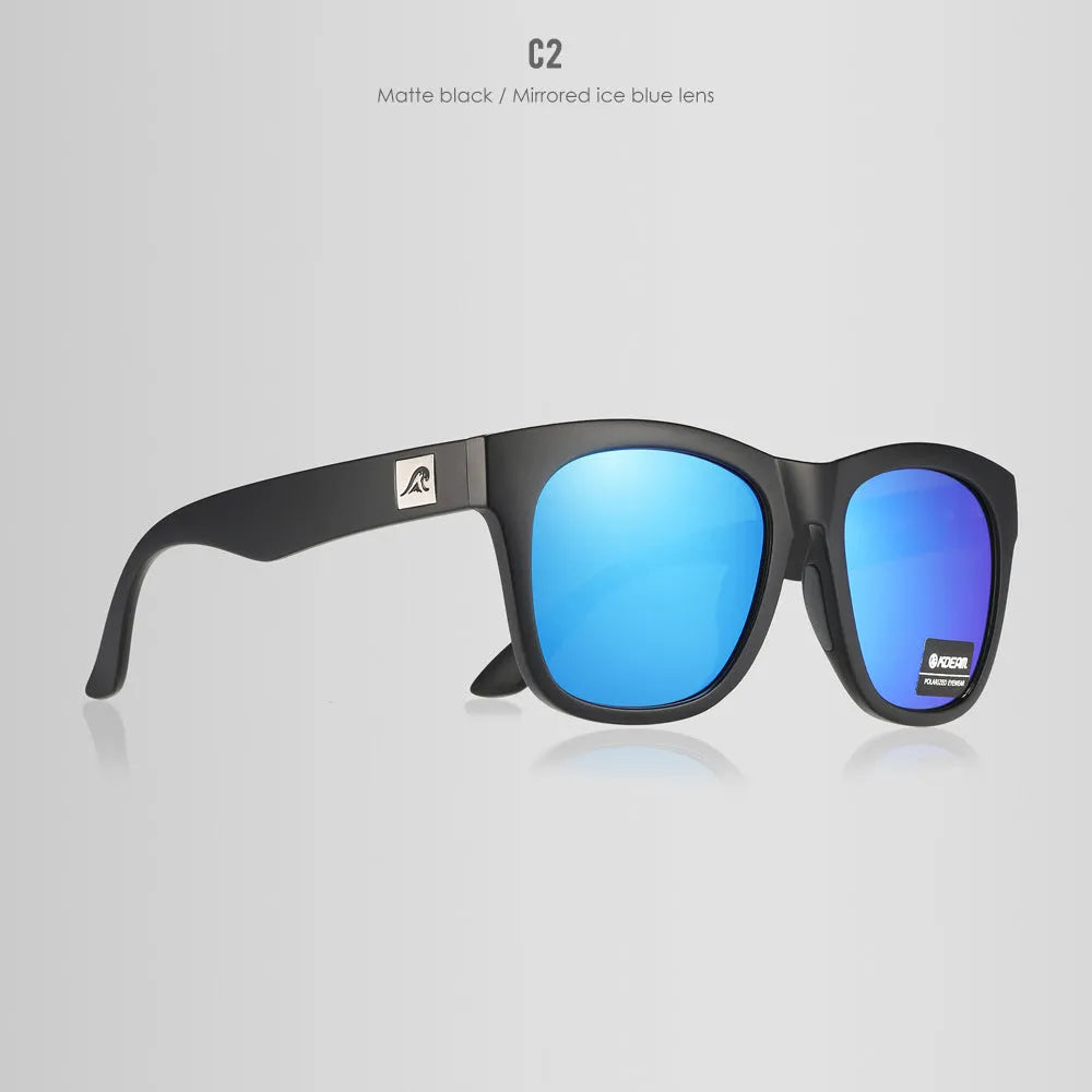 Polarised sunglasses with TAC lenses and a thickened PC plastic frame for outdoor use.