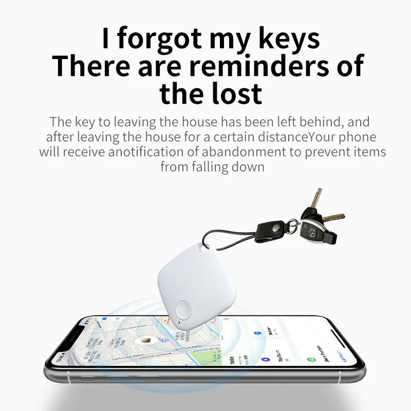 Diamond Global Bluetooth locator device in black, blue, green, pink, or white for anti-loss tracking of keys and pets.