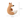 Cartoon dog chew toy in teddy velvet fabric, shown as a duckling and a fox character on a white background.