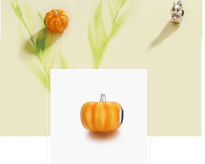 Silver pumpkin bead with yellow drip oil finish for Halloween jewellery making, single scattered bead