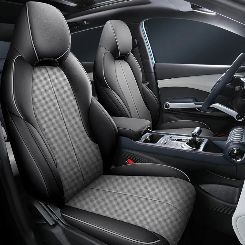 BYD Yuan PLUS car seat cushion cover in green, shown fitted to a car seat.