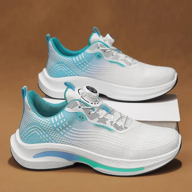 Men's low-top sneakers with mesh upper and rubber sole in black and blue colourway