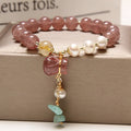 Korean style multi-layer crystal bracelet with natural garnet and assorted gemstone pendants in various colours