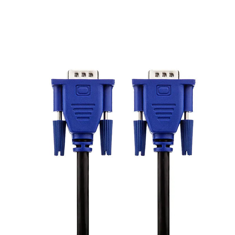 Black 1.5 metre VGA cable with nickel-plated connectors and blue mould strain relief