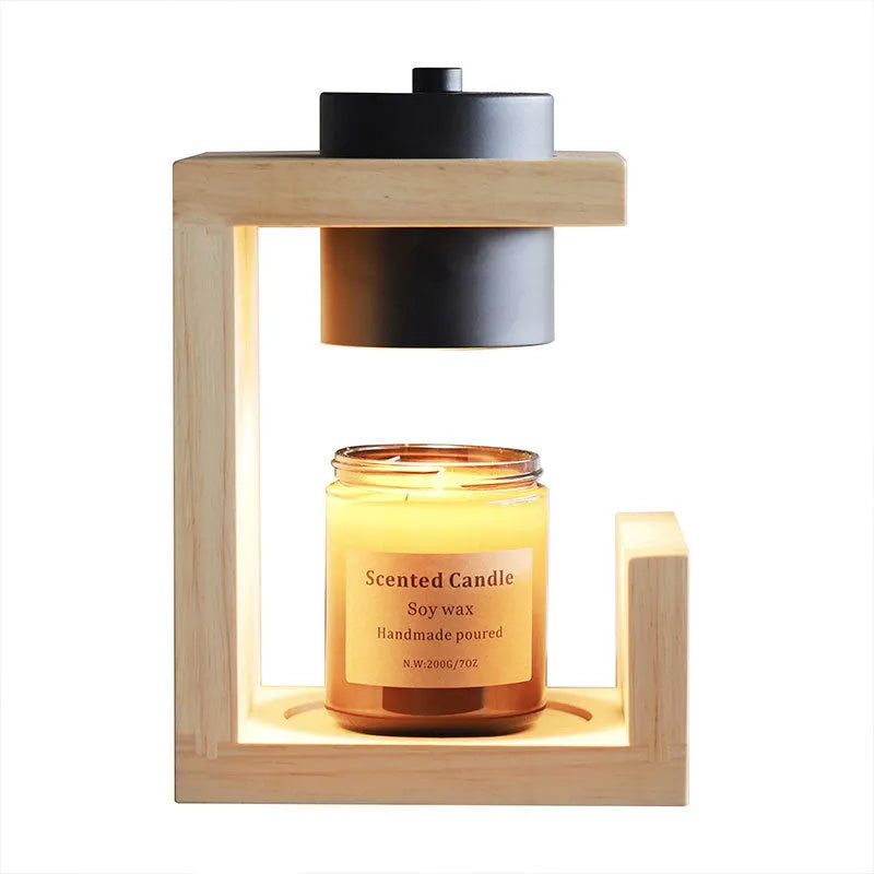 Solid wood melting candle lamp in black or white with two bulbs, dimmable and timed, Nordic style, 220V