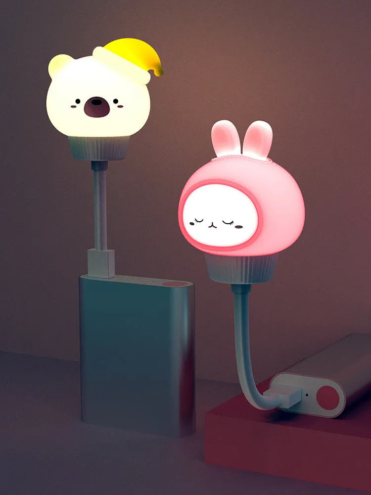 USB portable LED night light with cute cartoon animal design and remote control