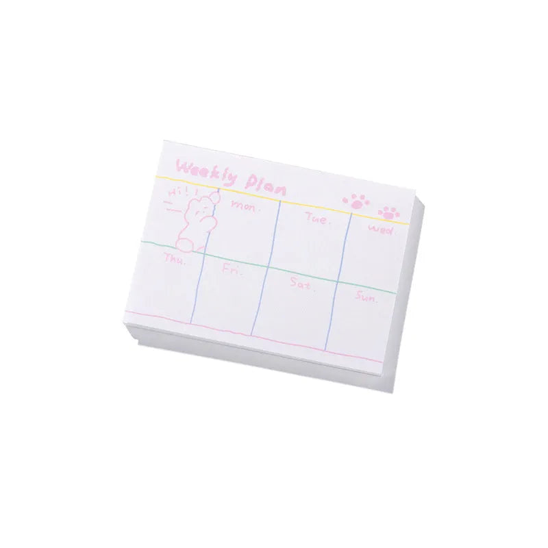 Colourful cartoon sticky note pad with heart design, 50 sheets, three size options