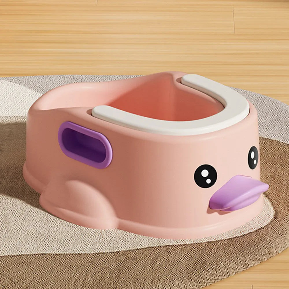 Blue PVC duck-shaped pet bathtub for washing dogs and cats on a plain background