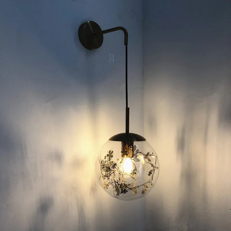 Modern glass wall-mounted bedside lamp in silver or gold finish