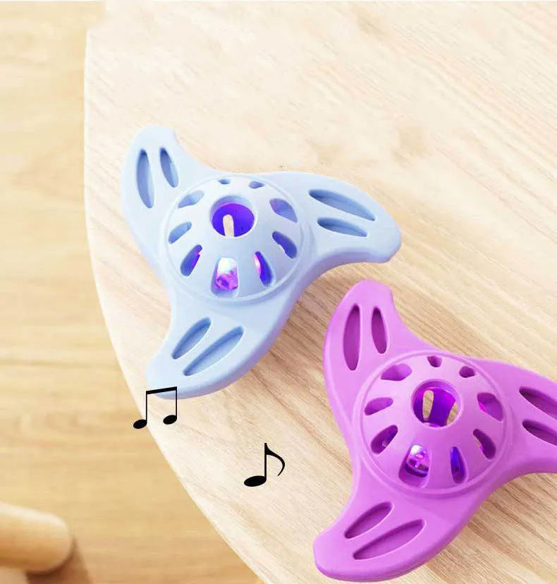 Blue or purple bite resistant boomerang dog toy for large breeds with molar cleaning edge design