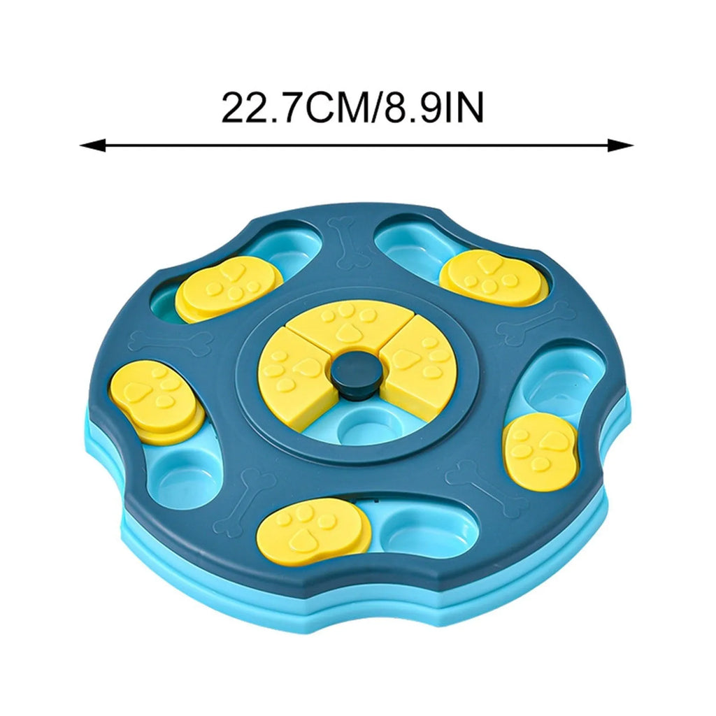 Blue and pink dog puzzle toy feeder for aggressive chewers with food searching games